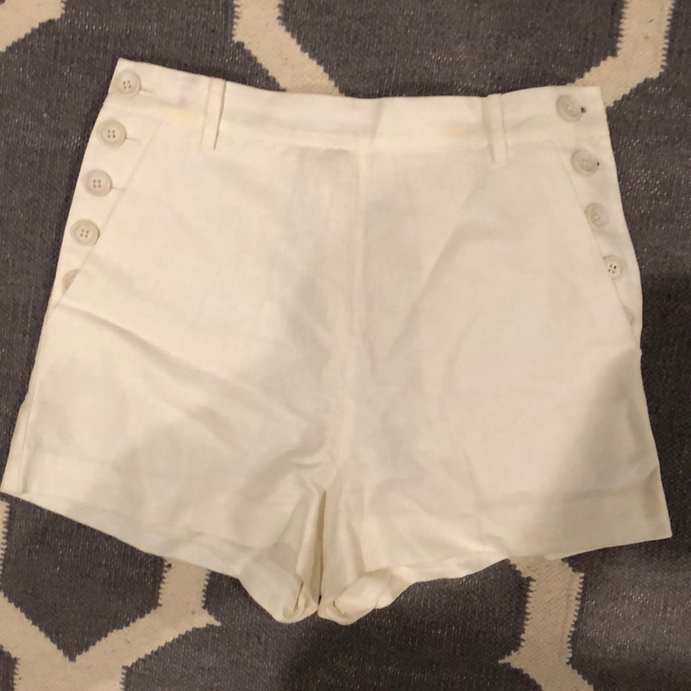 White linen shorts
